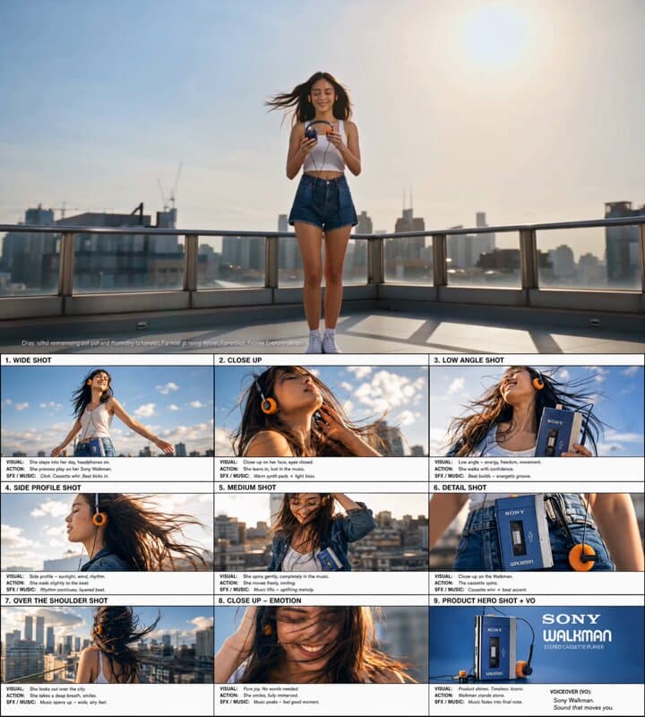 Poster frame: Late-90s Sony cassette player ad with GPT Image 2 and Seedance 2.0