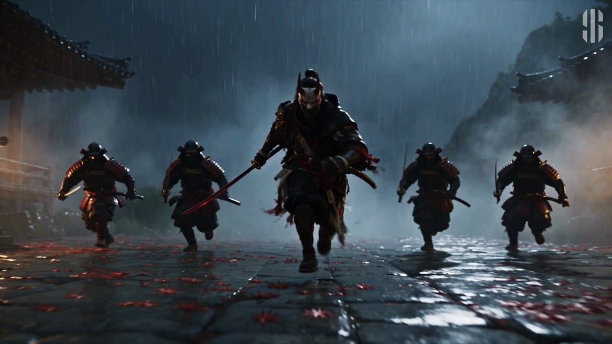 Poster frame: 30-second temple katana fight with ragdoll physics in Seedance 2.5