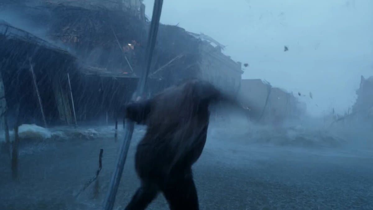 Poster frame: Extreme hurricane handheld shot with Hailuo
